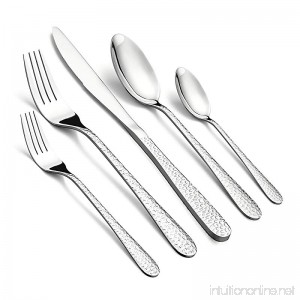 Silverware Set HaWare 40-Piece Flatware Set Stainless Steel Cutlery Set Service for 8 Hammered Mirror Finished Dishwasher Safe - B07FC63RRB